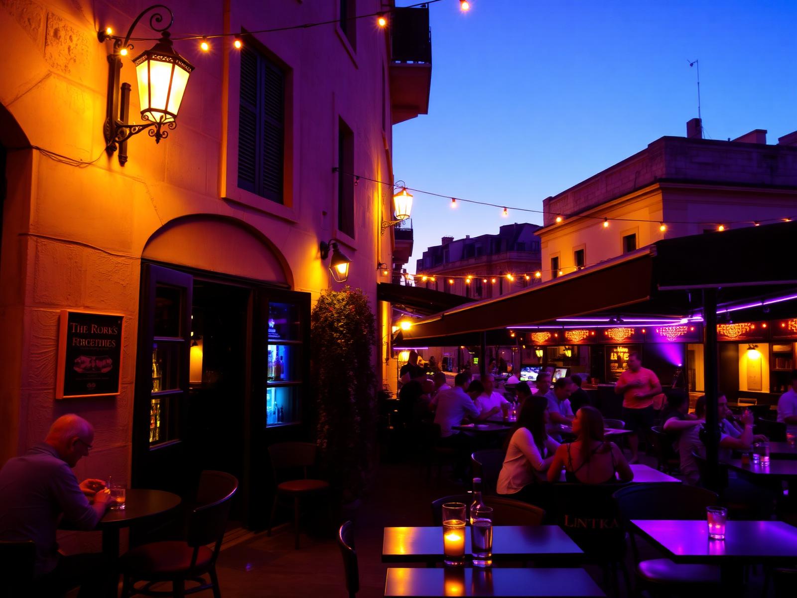 Warm Malta bar at dusk
